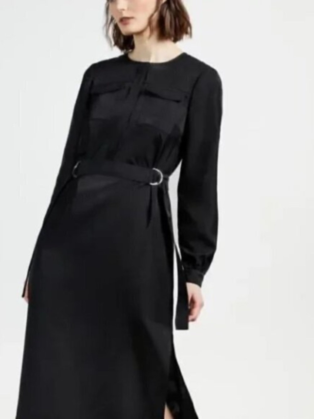 NWT Ted Baker Aminna Long Sleeve Utility Midi Dress Navy Blue Size 12 US (4 TB)